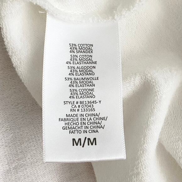 Eri + Ali Anthropologie Modal Cotton White Long-sleeved Crewneck Top Medium - Picture 4 of 5